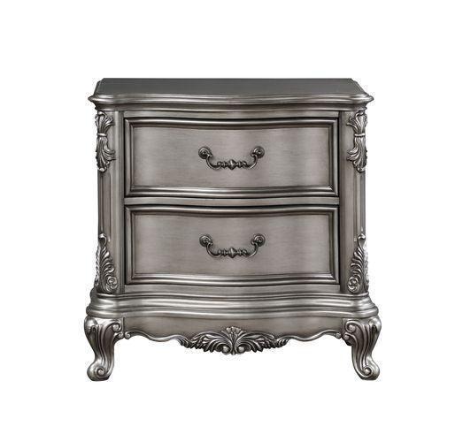 ACME Ausonia Nightstand, Antique Platinum Finish FredCo