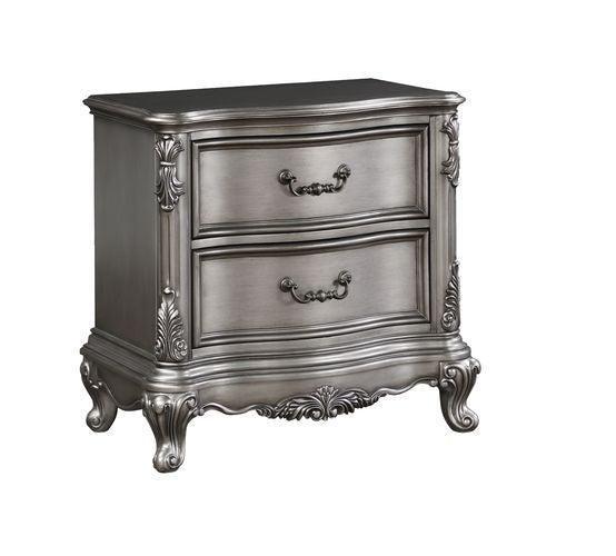 ACME Ausonia Nightstand, Antique Platinum Finish FredCo
