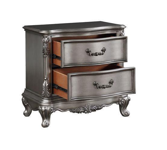 ACME Ausonia Nightstand, Antique Platinum Finish FredCo