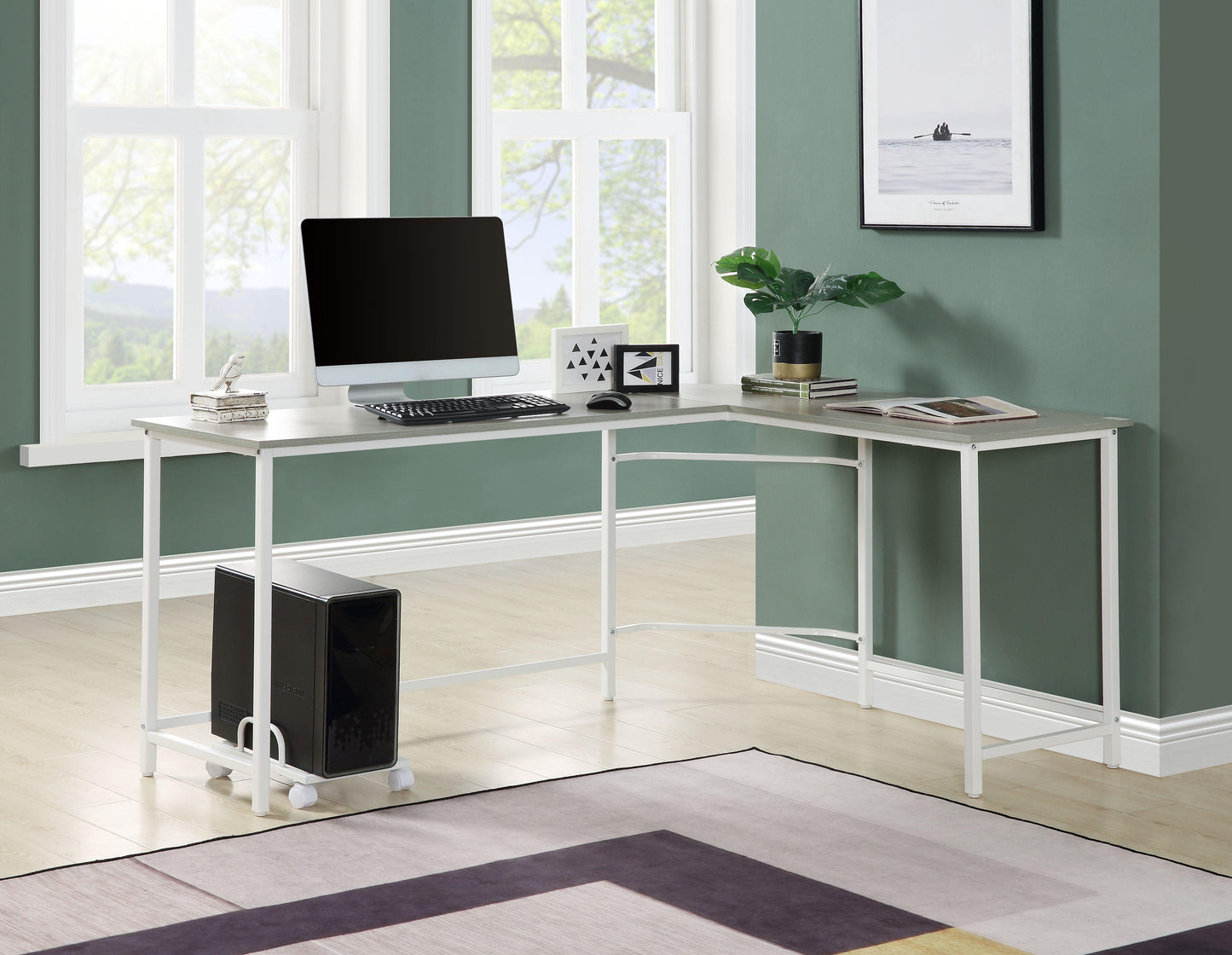 ACME Bambina Computer Desk, Gray & White Finish FredCo