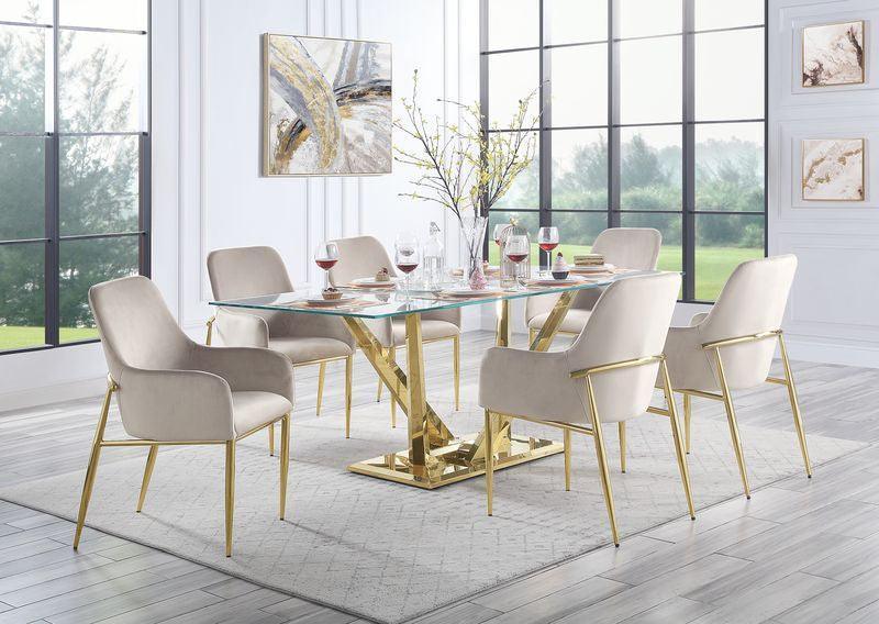 ACME Barnard Dining Table, Clear Glass & Mirrored Silver Finish FredCo