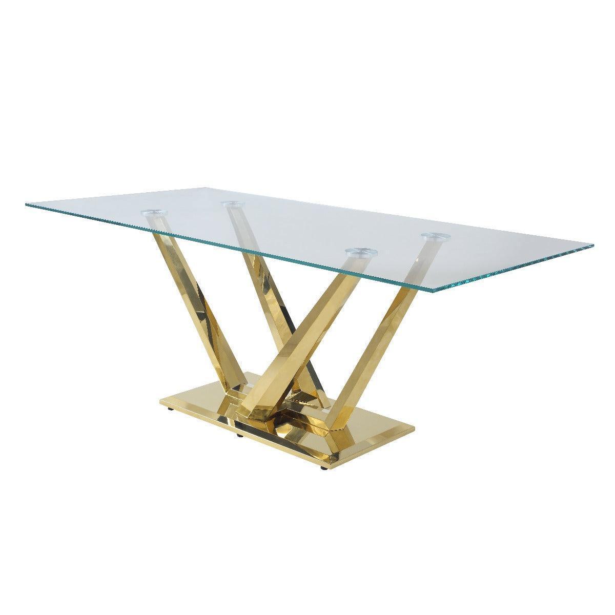 ACME Barnard Dining Table, Clear Glass & Mirrored Silver Finish FredCo