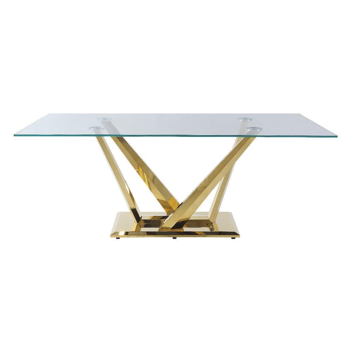 ACME Barnard Dining Table, Clear Glass & Mirrored Silver Finish FredCo