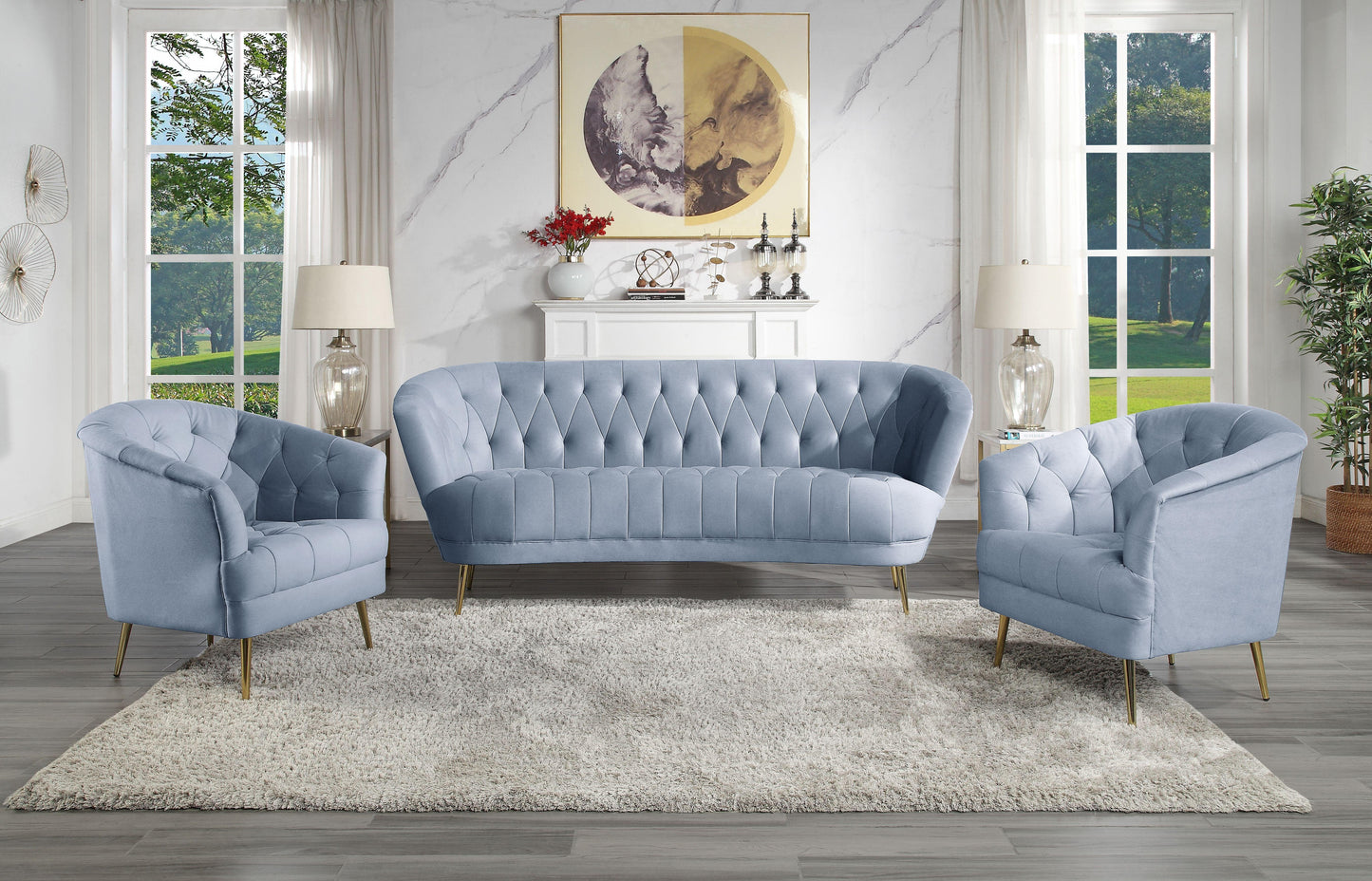 ACME Bayram Chair, Light Gray Velvet FredCo