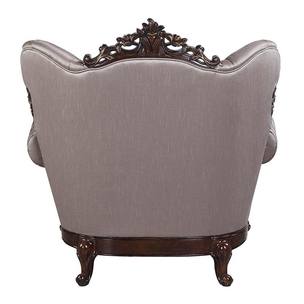ACME Benbek Chair w/Pillow, Fabric & Antique Oak Finish FredCo