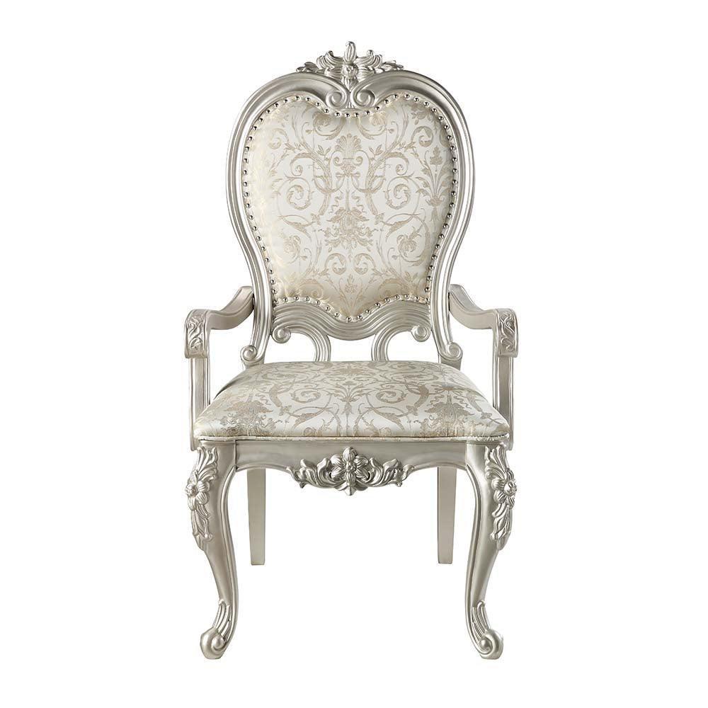 ACME Bently Arm Chair(Set-2), Fabric & Champagne Finish FredCo
