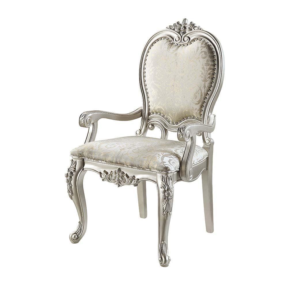 ACME Bently Arm Chair(Set-2), Fabric & Champagne Finish FredCo