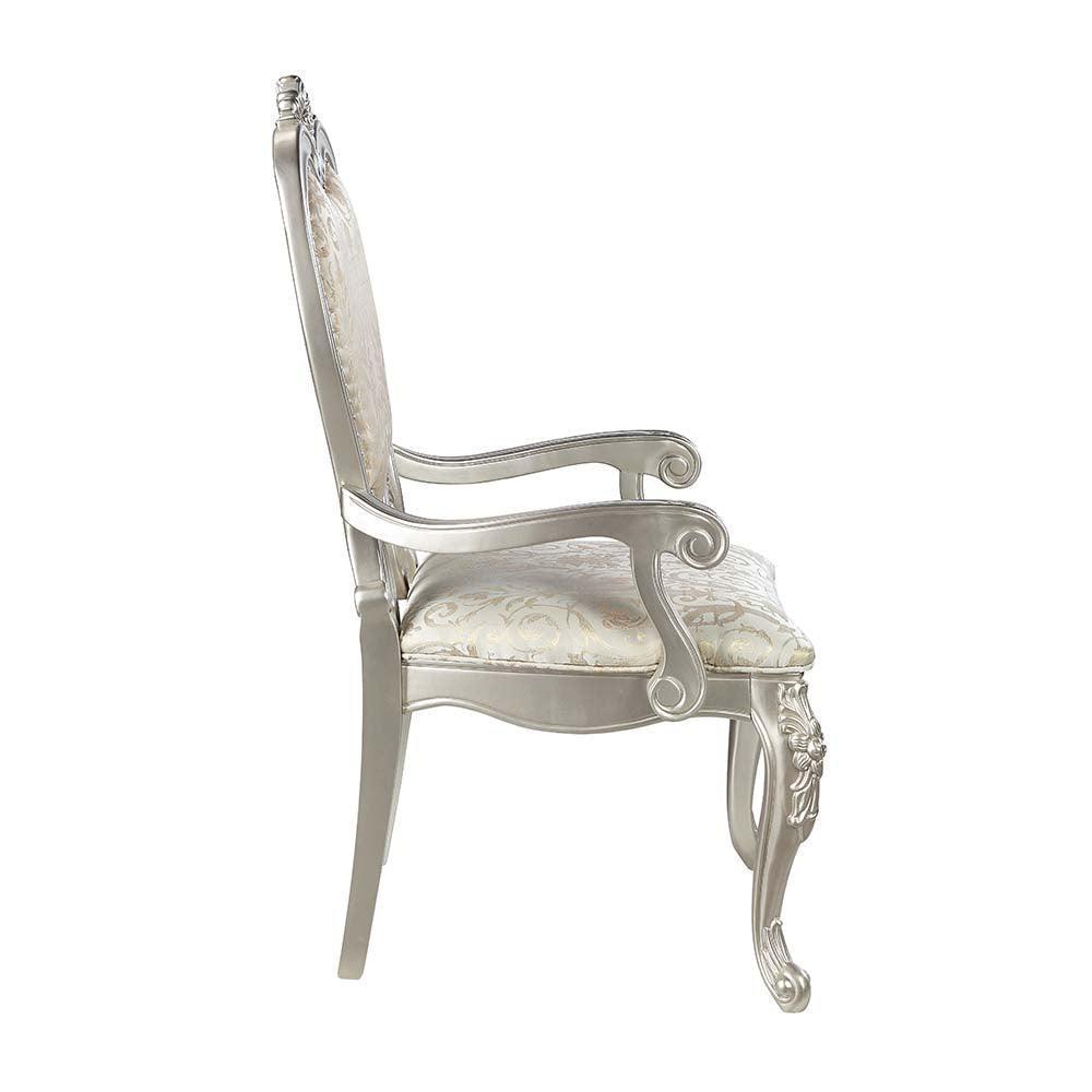 ACME Bently Arm Chair(Set-2), Fabric & Champagne Finish FredCo
