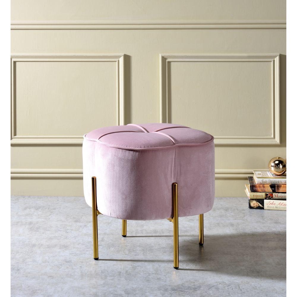 ACME Bergia Ottoman, Blush Pink Velvet FredCo