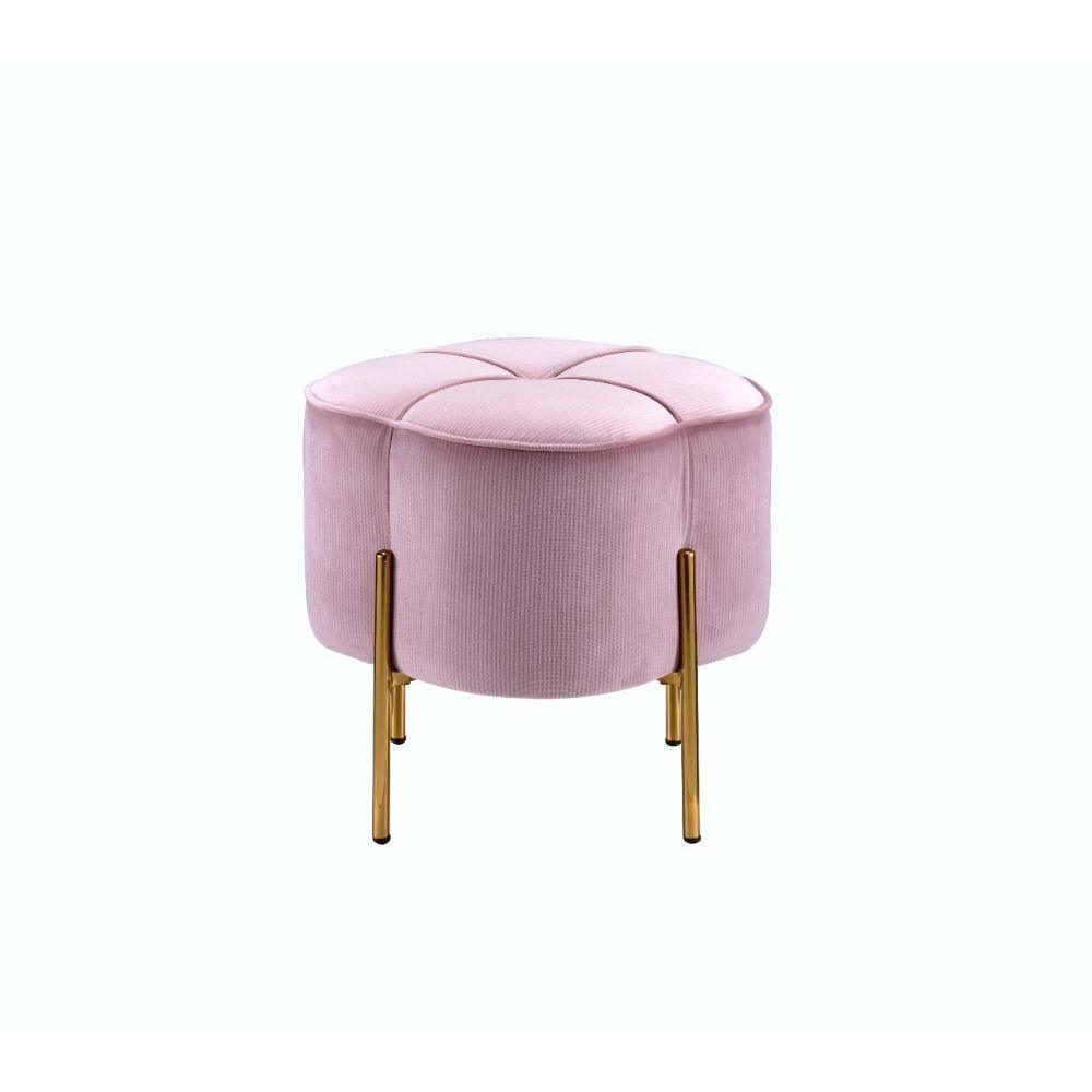 ACME Bergia Ottoman, Blush Pink Velvet FredCo