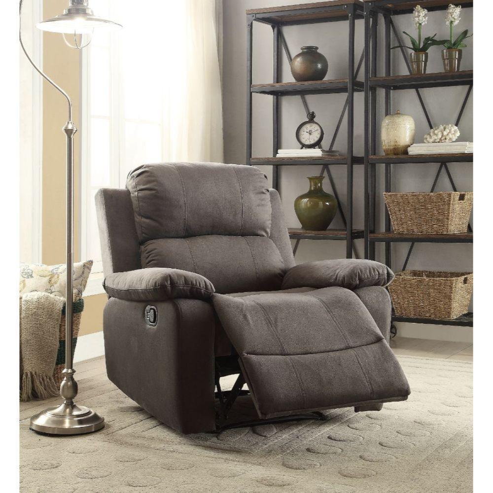 ACME Bina Recliner, Charcoal Polished Microfiber FredCo