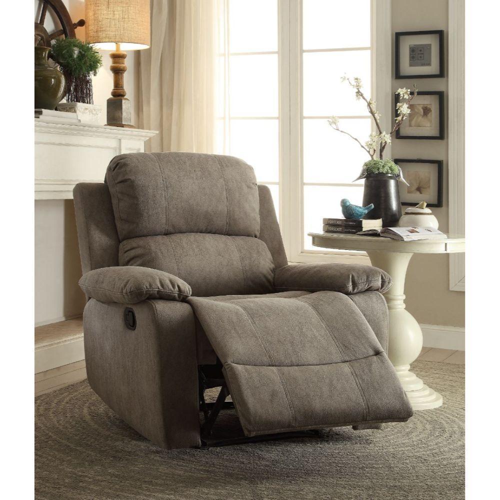 ACME Bina Recliner, Gray Polished Microfiber FredCo