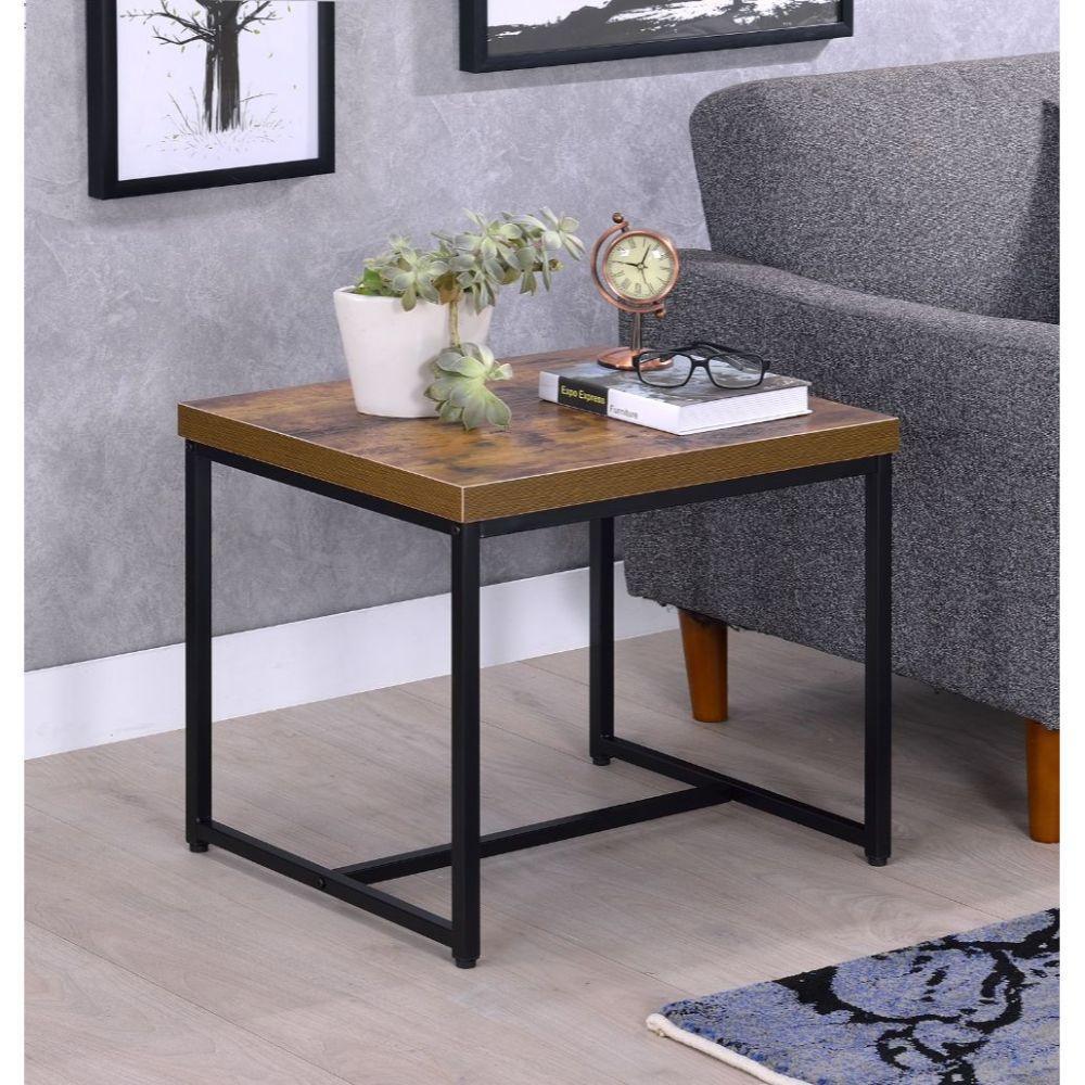 ACME Bob End Table, Weathered Oak & Black FredCo