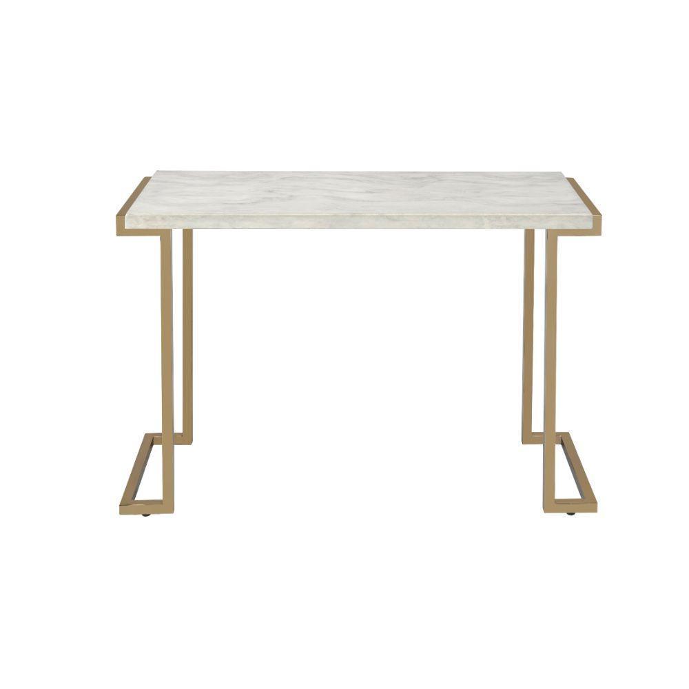 ACME Boice II Sofa Table, Faux Marble & Champagne FredCo