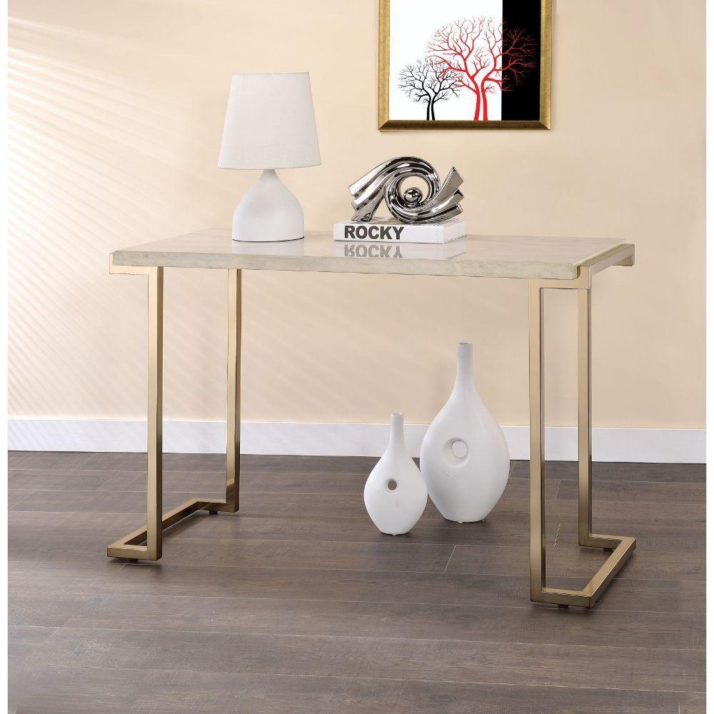 ACME Boice II Sofa Table, Faux Marble & Champagne FredCo