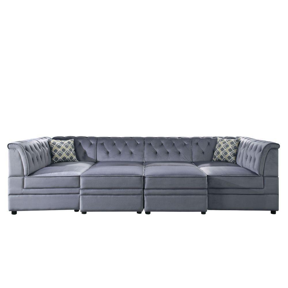 ACME Bois II Modular Armless Chair, Gray Velvet FredCo