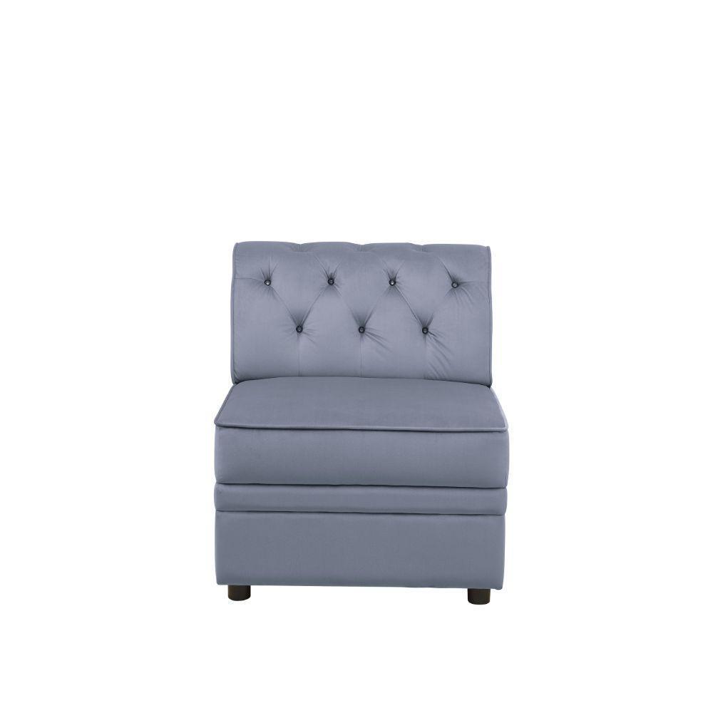 ACME Bois II Modular Armless Chair, Gray Velvet FredCo