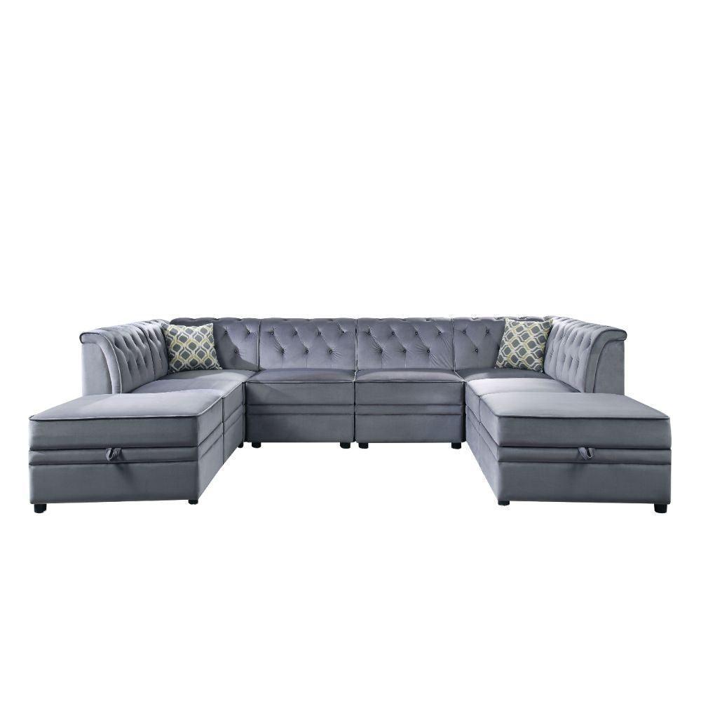 ACME Bois II Modular Armless Chair, Gray Velvet FredCo