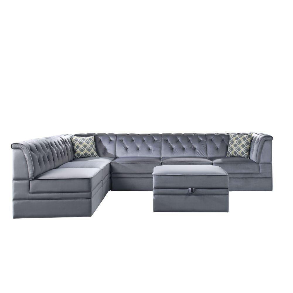 ACME Bois II Modular Armless Chair, Gray Velvet FredCo