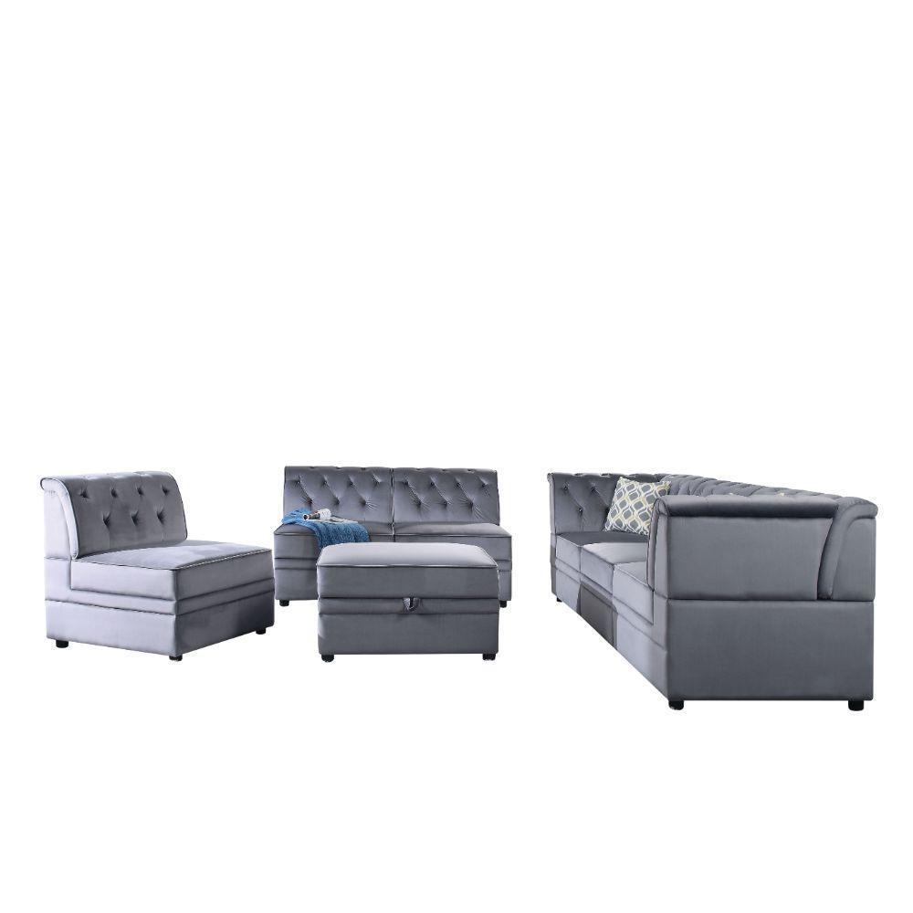 ACME Bois II Modular Armless Chair, Gray Velvet FredCo
