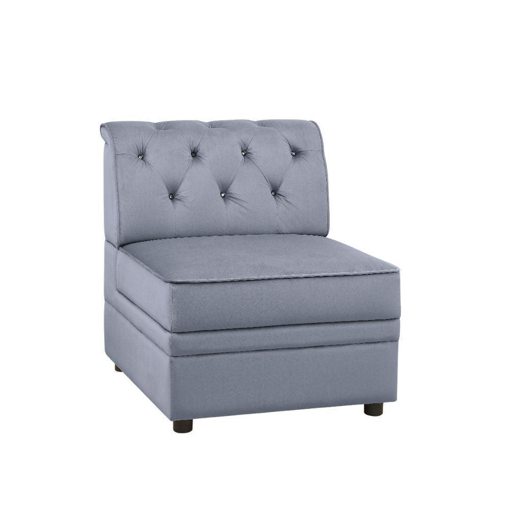 ACME Bois II Modular Armless Chair, Gray Velvet FredCo