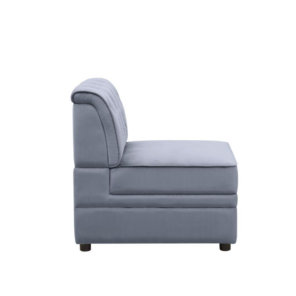 ACME Bois II Modular Armless Chair, Gray Velvet FredCo