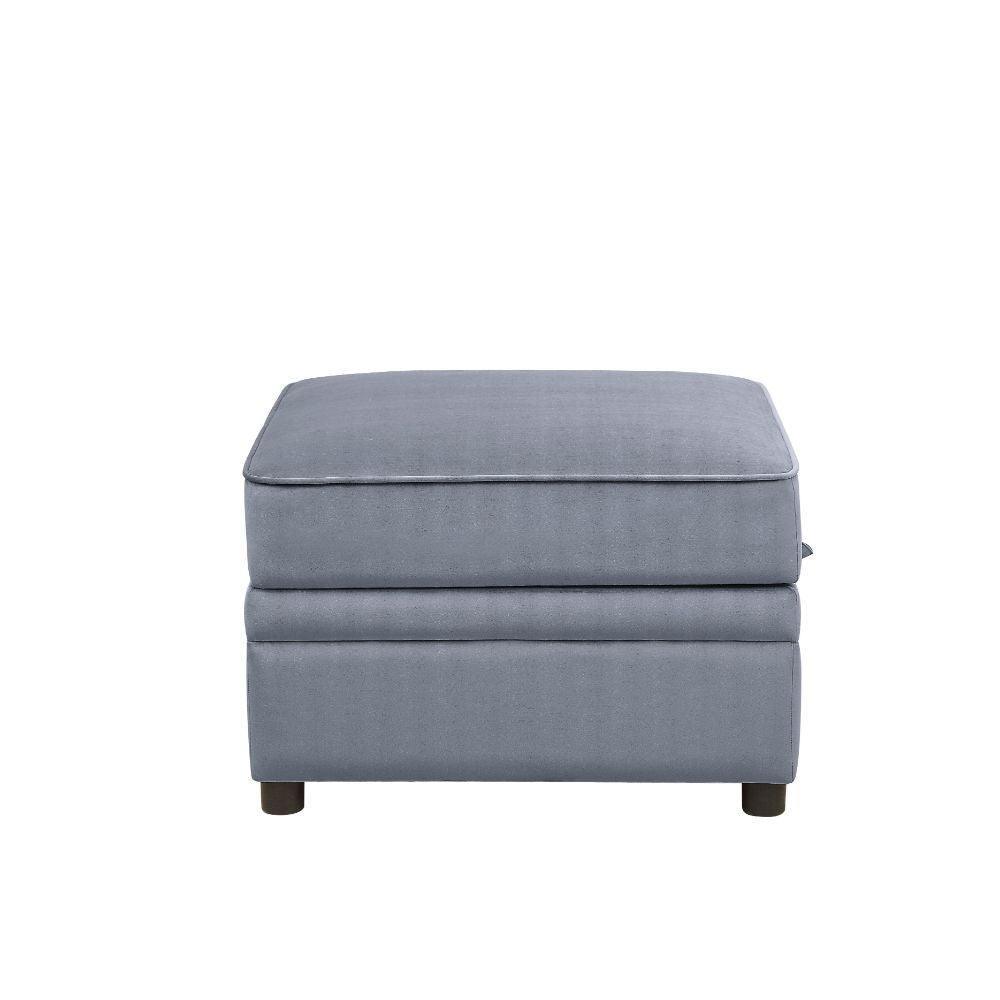 ACME Bois II Storage Ottoman, Gray Velvet FredCo