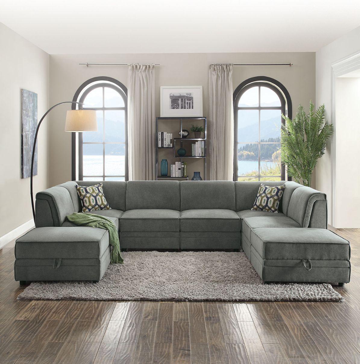ACME Bois Modular - Armless Chair, Gray Velvet FredCo
