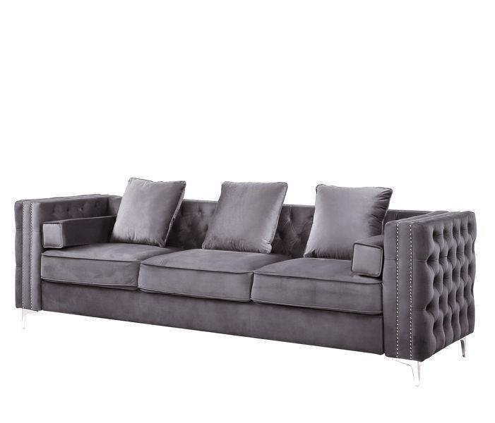 ACME Bovasis Sofa w/5 Pillows, Gray Velvet FredCo