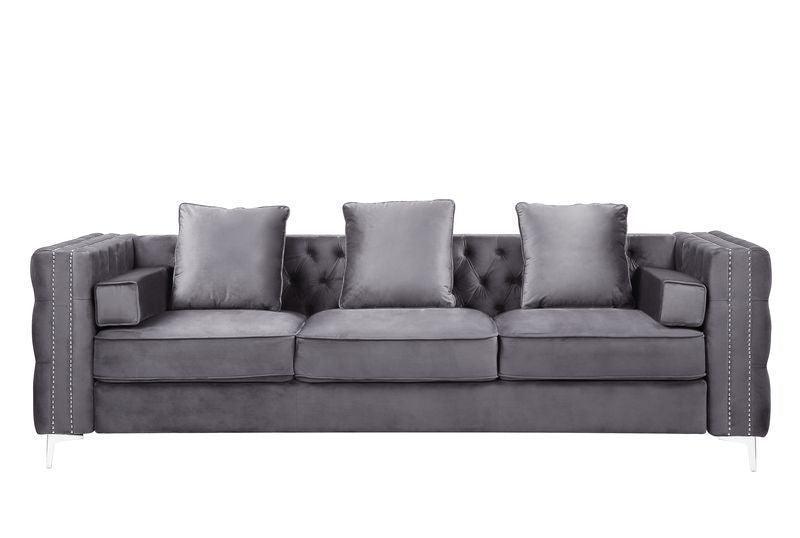 ACME Bovasis Sofa w/5 Pillows, Gray Velvet FredCo