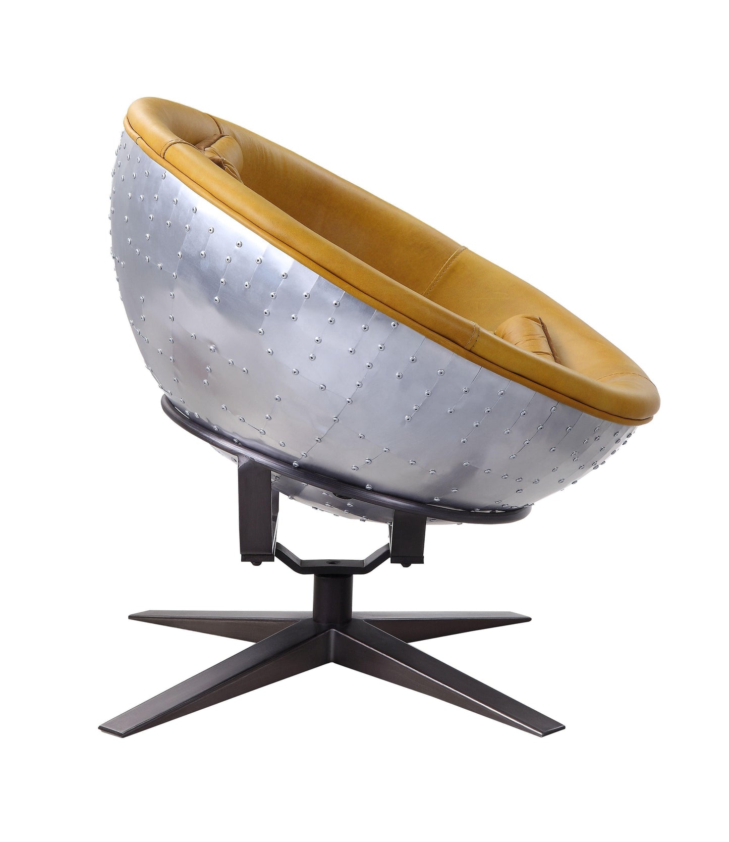 ACME Brancaster Accent Chair, Turmeric Top Grain Leather & Aluminum FredCo
