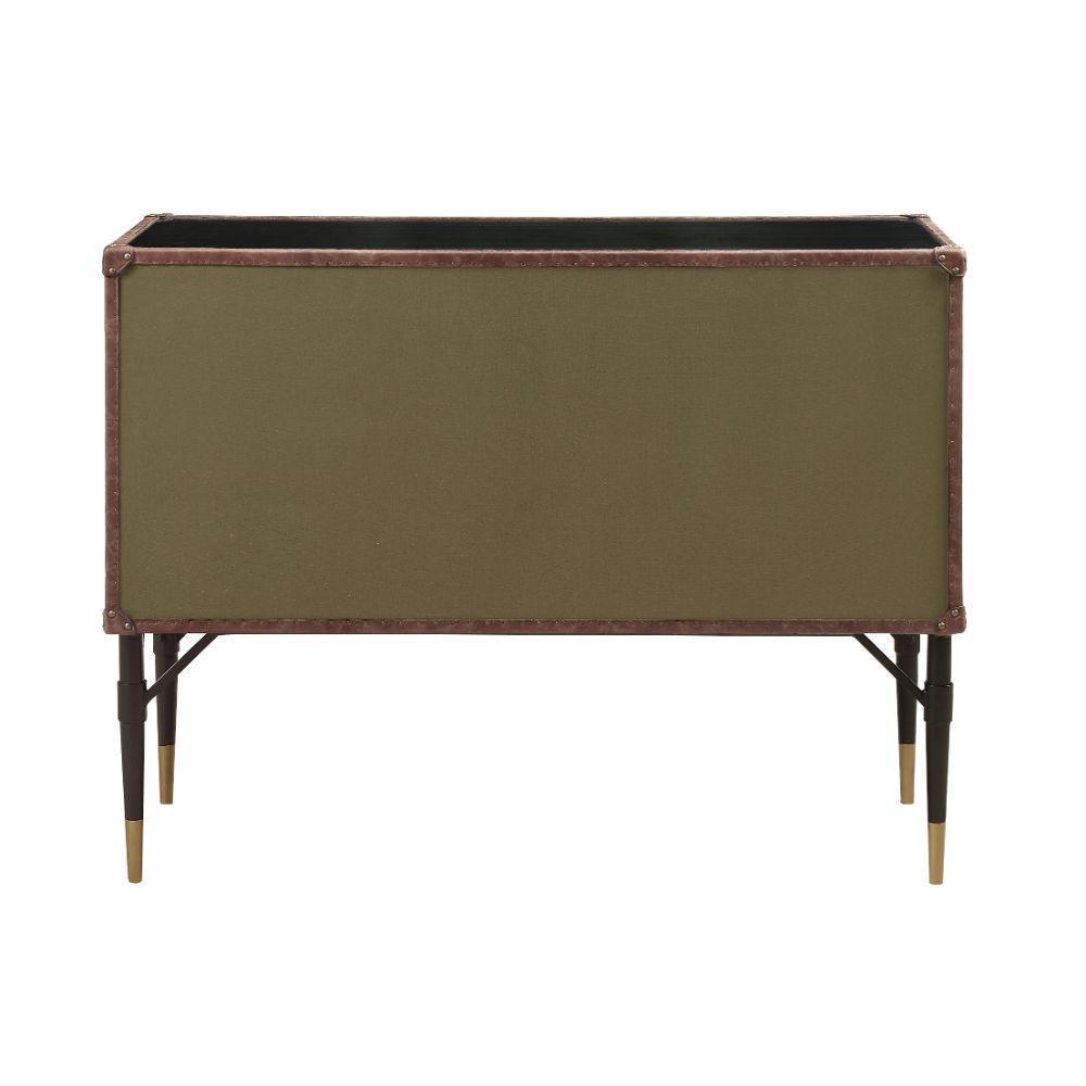 ACME Brancaster Console Table, Top Grain Leather & Aluminum FredCo