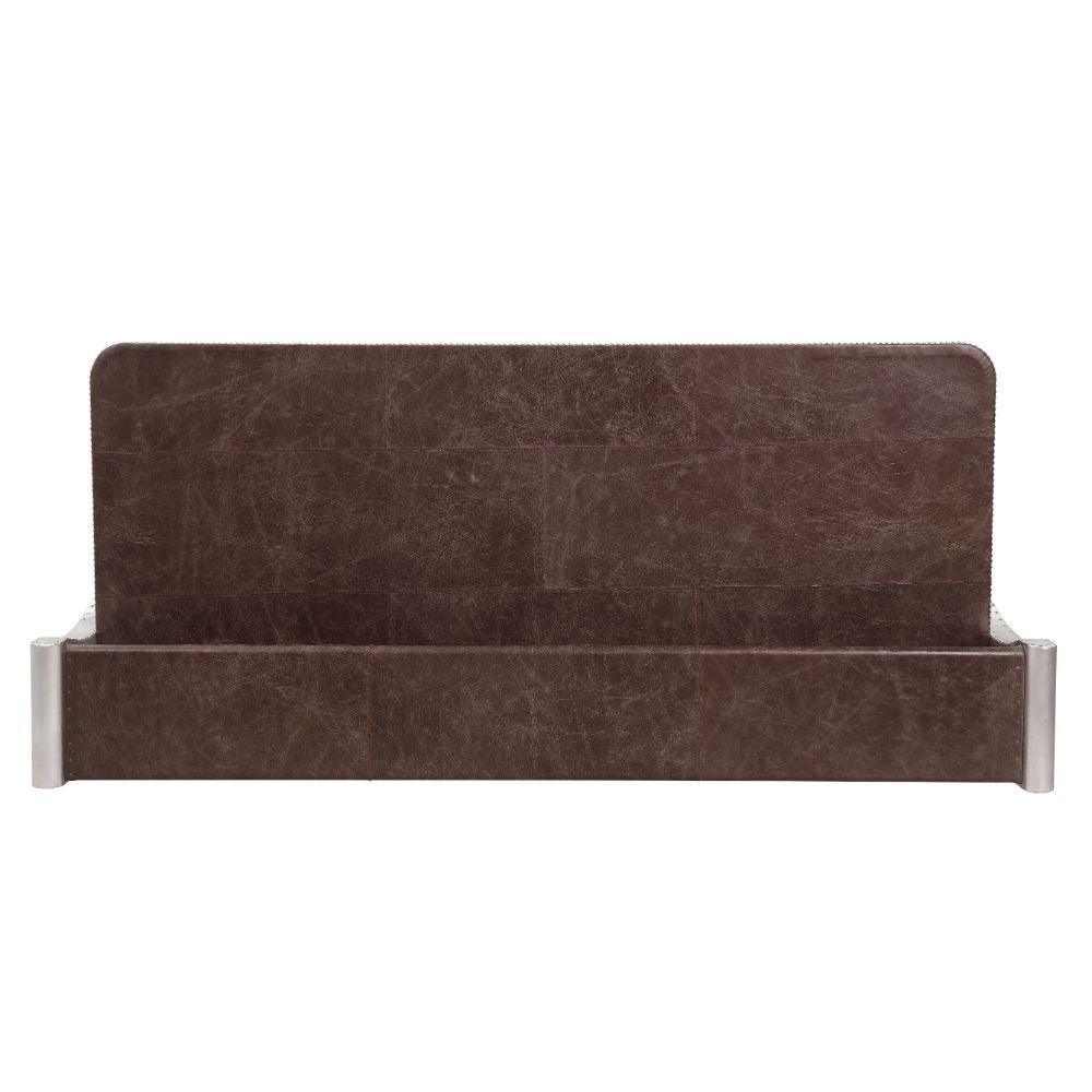 ACME Brancaster Desk, Retro Brown Top Grain Leather & Aluminum FredCo