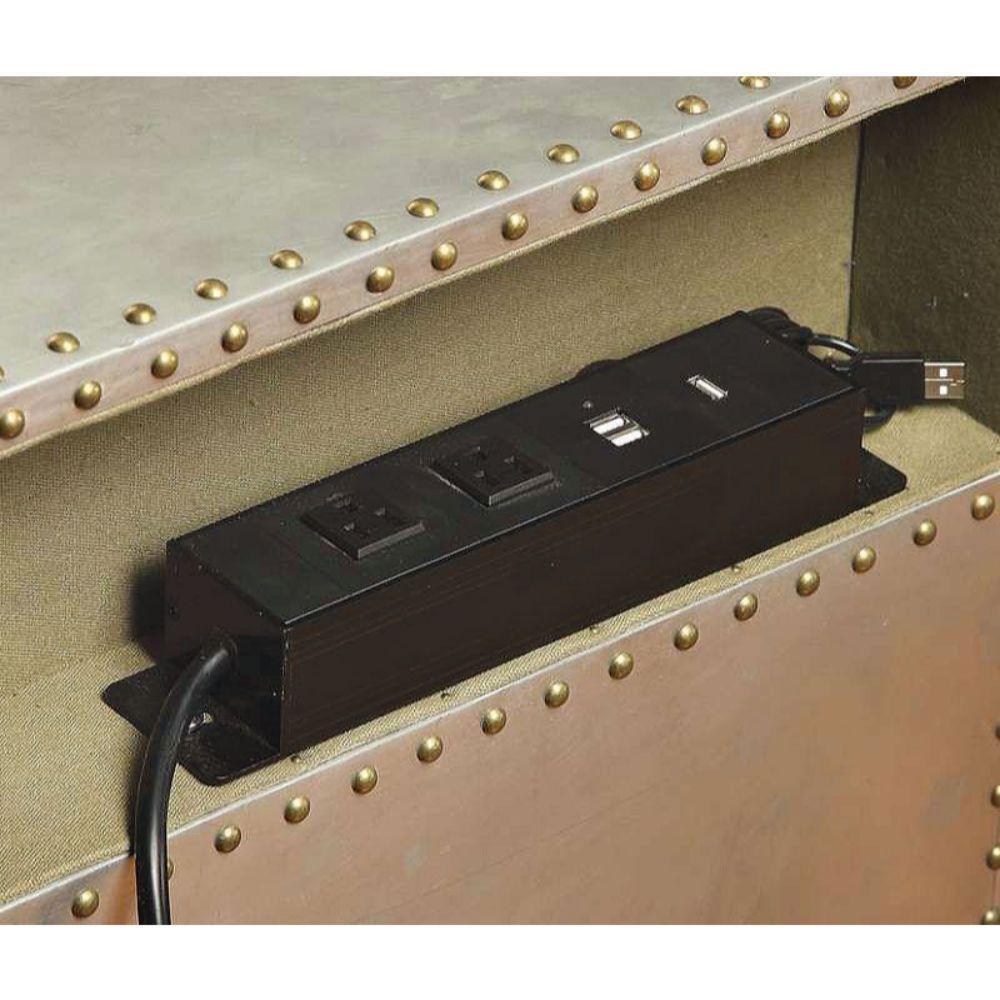 ACME Brancaster Nightstand (USB/Power Dock), Aluminum FredCo