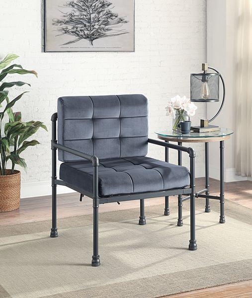 ACME Brantley Chair, Gray Velvet & Sandy Gray Finish FredCo