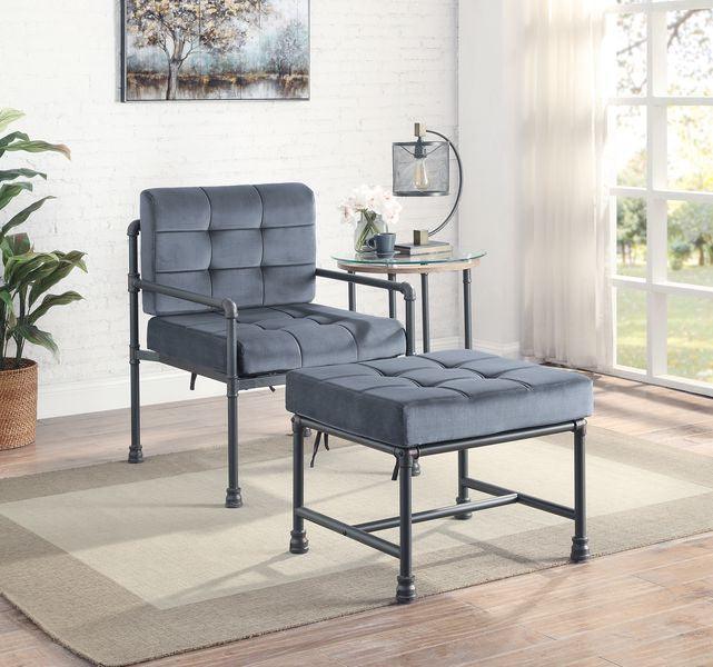 ACME Brantley Chair, Gray Velvet & Sandy Gray Finish FredCo