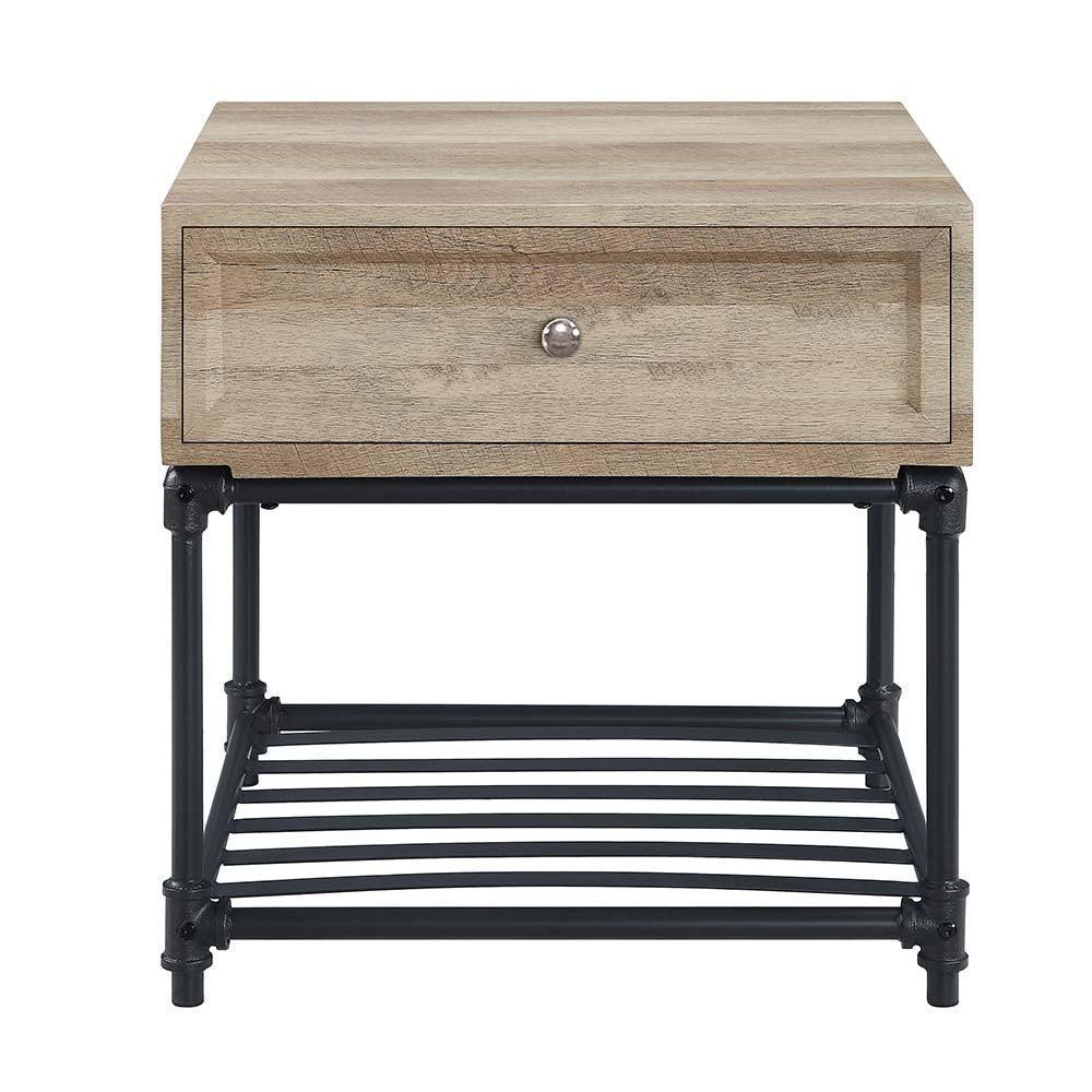 ACME Brantley End Table, Oak & Sandy Black Finish FredCo