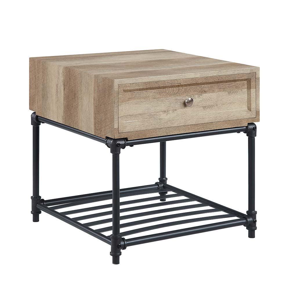 ACME Brantley End Table, Oak & Sandy Black Finish FredCo