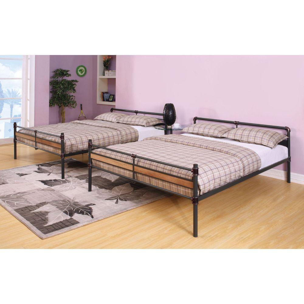 ACME Brantley II Queen/Queen Bunk Bed, Sandy Black & Dark Bronze Hand-Brushed 37730 FredCo