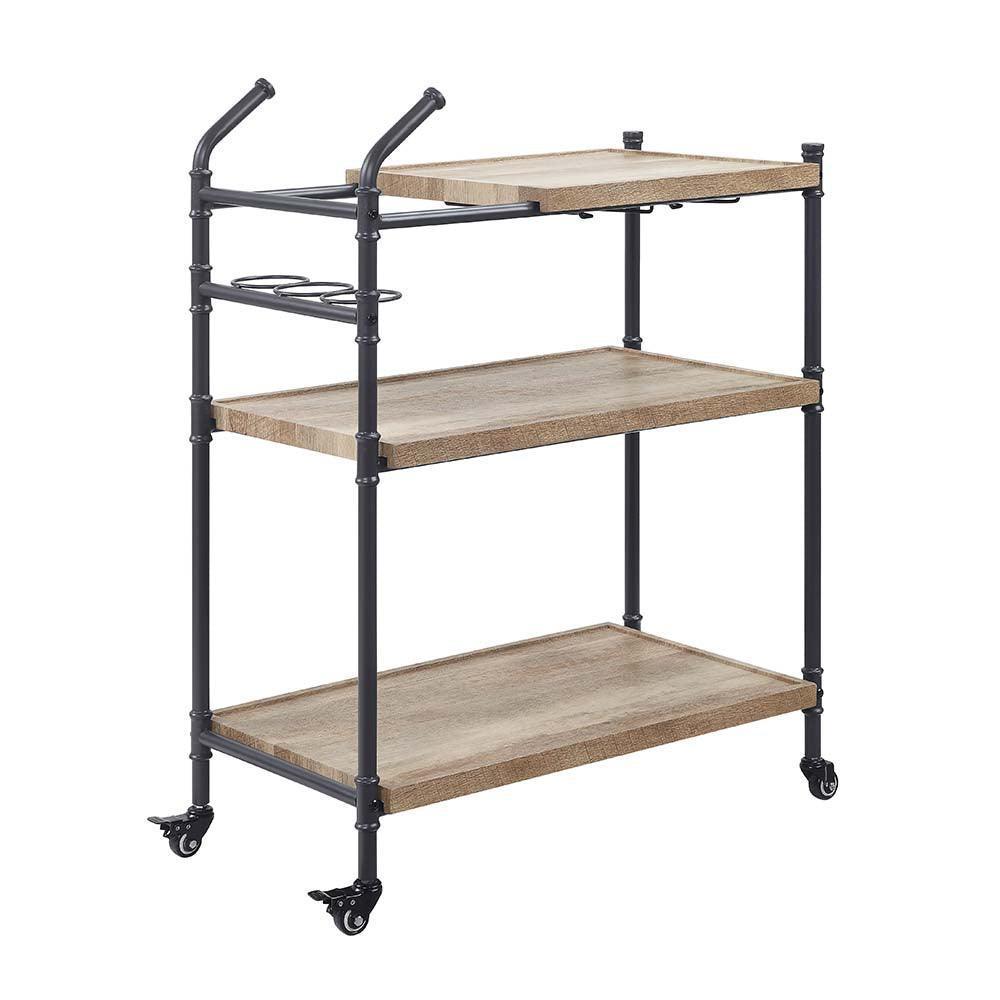 ACME Brantley Serving Cart, Oak & Sandy Black Finish FredCo