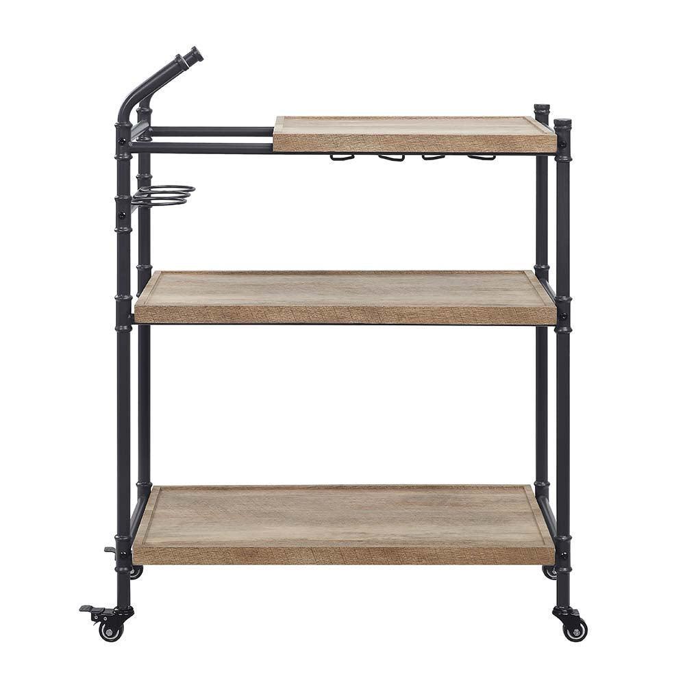 ACME Brantley Serving Cart, Oak & Sandy Black Finish FredCo