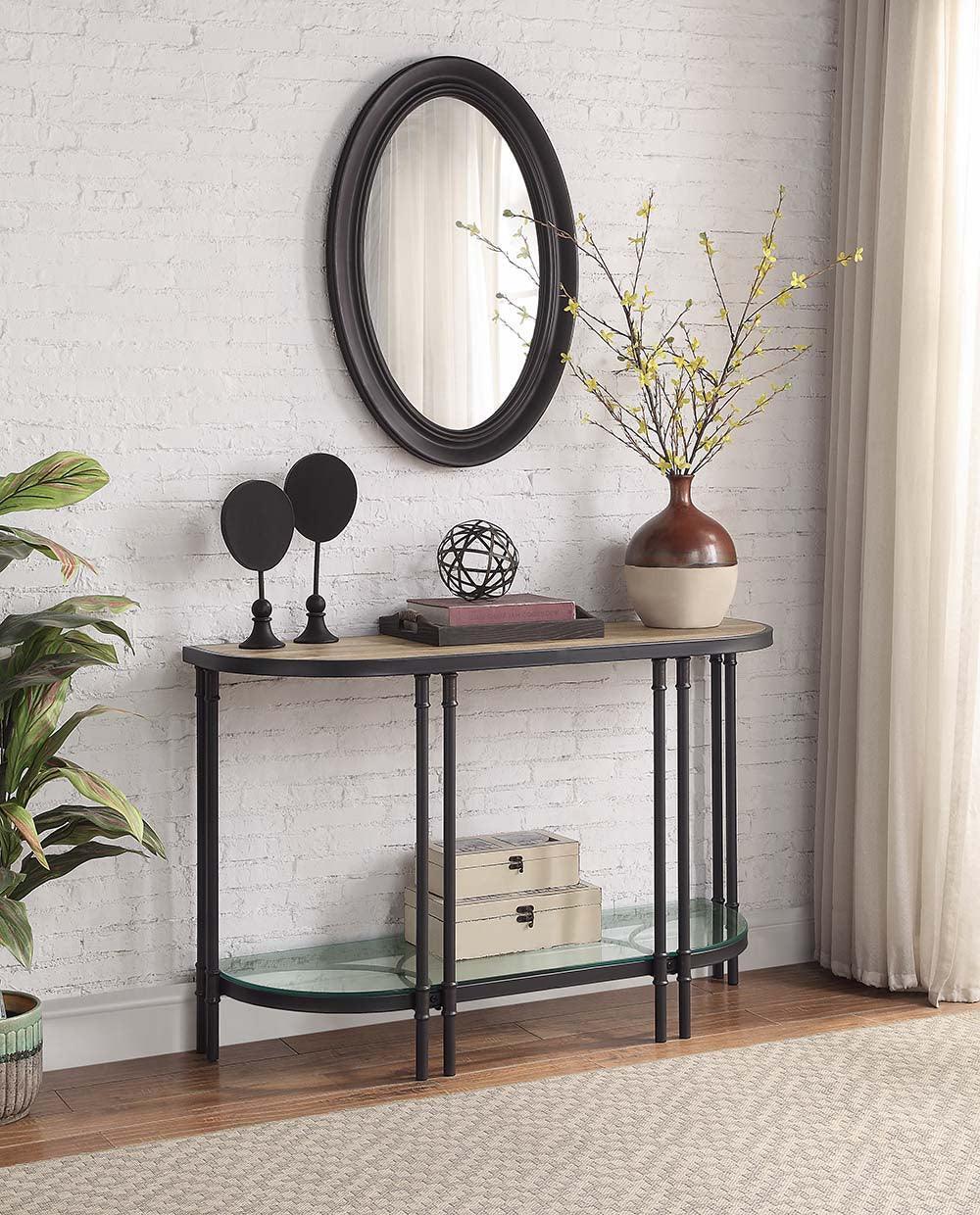 ACME Brantley Sofa Table, Oak & Sandy Black Finish FredCo