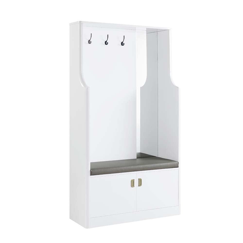 ACME Buck II Hall Tree, White High Gloss Finish FredCo