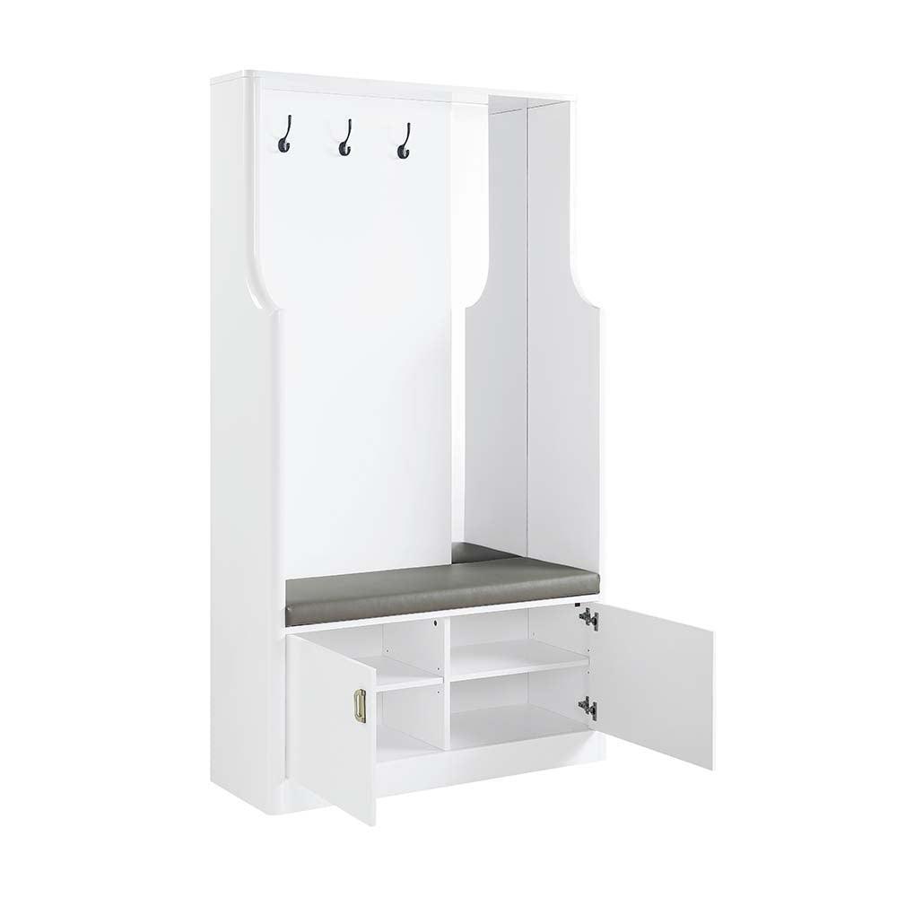 ACME Buck II Hall Tree, White High Gloss Finish FredCo