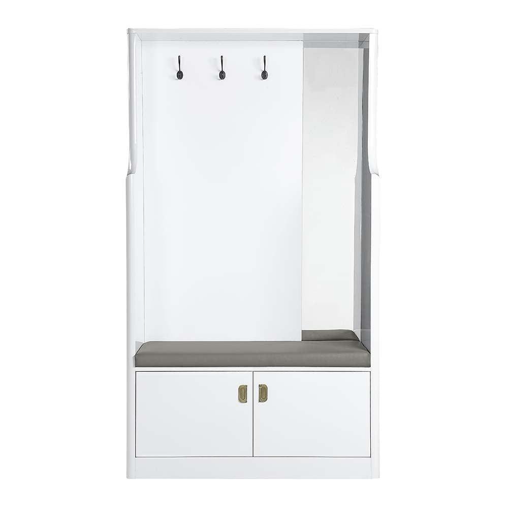 ACME Buck II Hall Tree, White High Gloss Finish FredCo