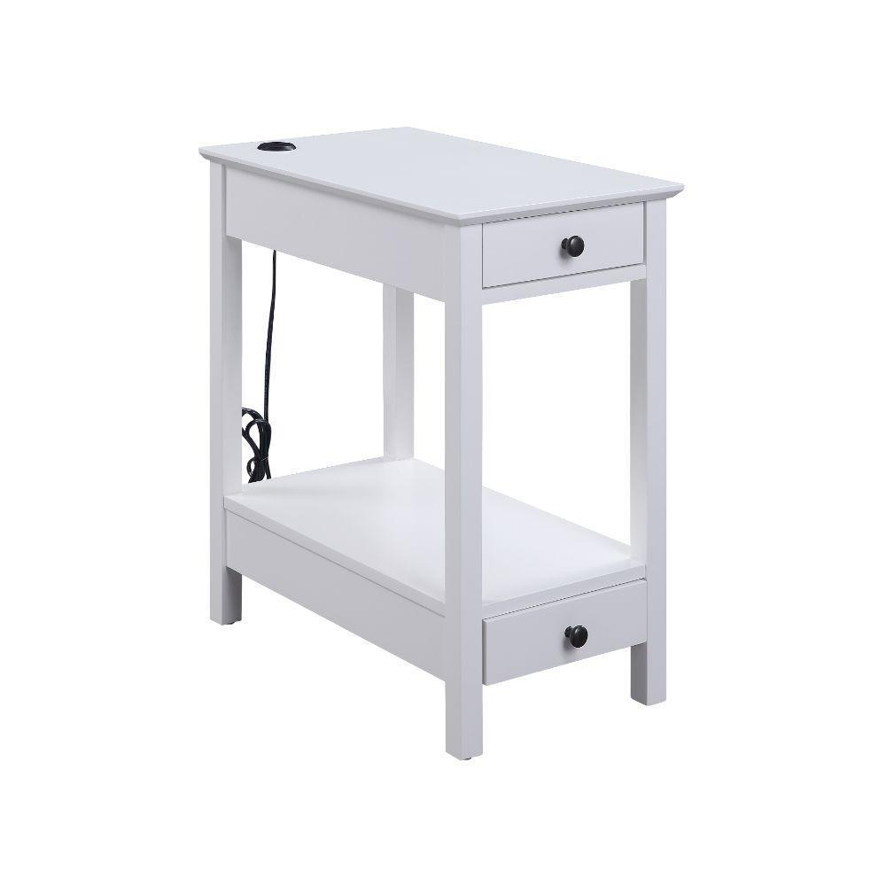ACME Byzad Side Table (USB Charging Dock), White FredCo
