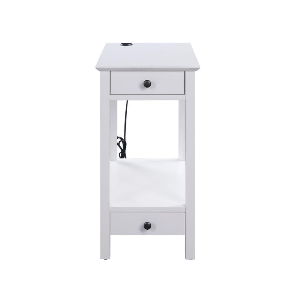 ACME Byzad Side Table (USB Charging Dock), White FredCo