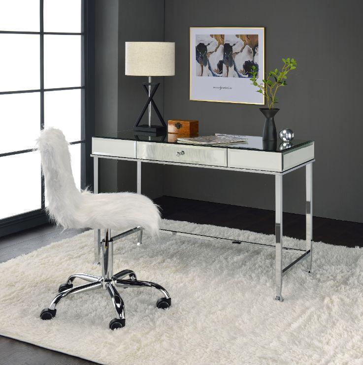 ACME Canine Writing Desk, Mirrored and Chrome Finish FredCo