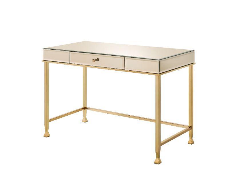 ACME Canine Writing Desk, Smoky Mirrored and Champagne Finish FredCo