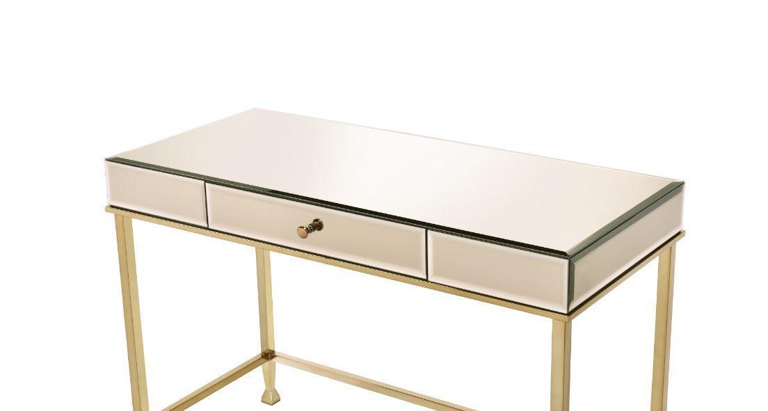ACME Canine Writing Desk, Smoky Mirrored and Champagne Finish FredCo